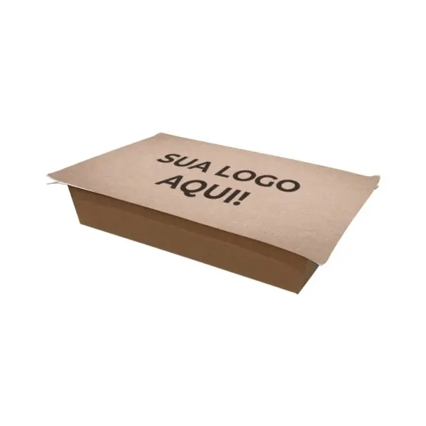 Marmita Retangular Kraft 1.000 ml (acompanha tampa personalizada) – Pct./ 100 unid.