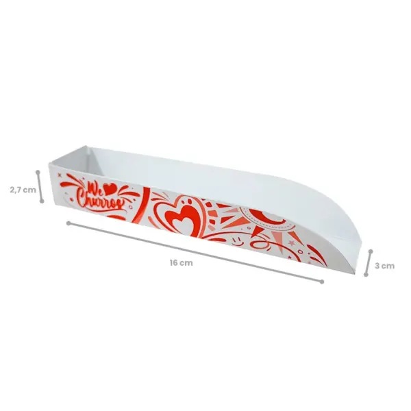 Churros Balcão Branco Coração Vermelho  - 16 x 3 x 2,7 cm - 1.000 Unidades