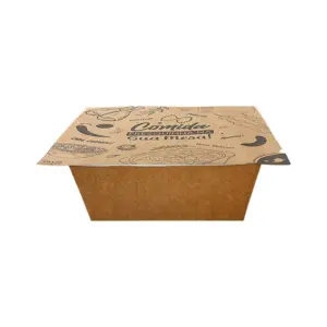 806fbe44-6d30-4010-95d9-84d790878e7d.jpg Marmita Retangular Kraft para selagem 1.000 ml Profunda (acompanha tampa) - Pct./ 100 unid.