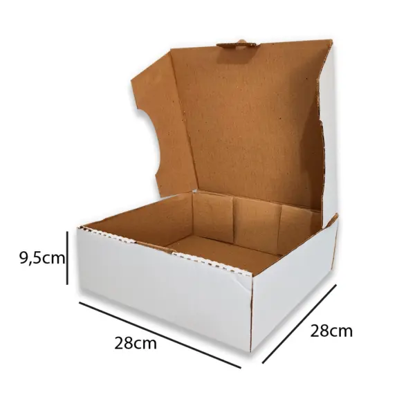 Caixa Microondulada para Bolos B01 - 28 x 28 x 9,5 cm - 25 Unidades