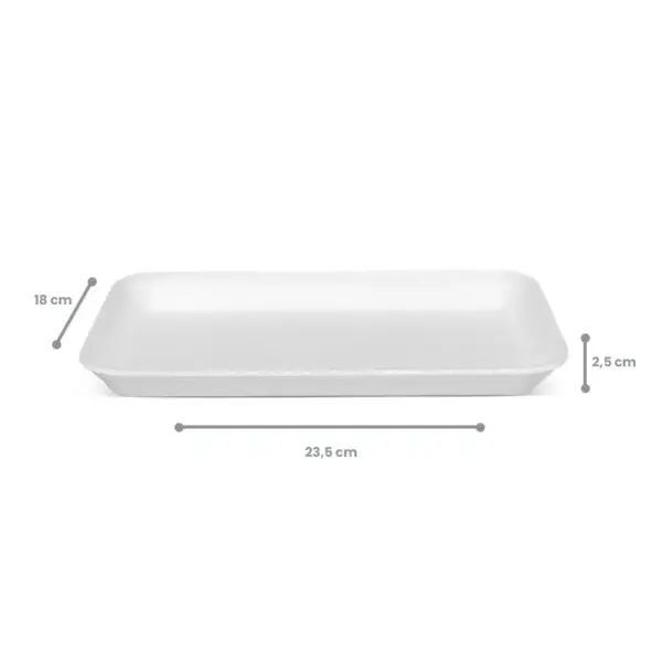 Bandeja-B3-01.webp Bandeja de Isopor B3 - 23,5 x 18 x 2,5 cm - 100 Unidades