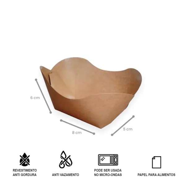 Embalagem Ecológica para Batata Recheada ou Porções - 8 x 5 x 6 cm - 100 Unidades