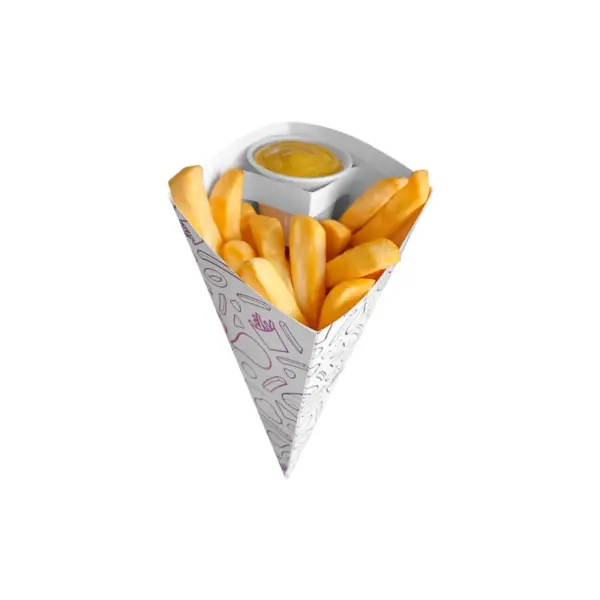 Embalagem Cone para Batata 02 - 7,5 x 8 x 22,5 cm - 100 Unidade