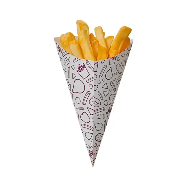 Embalagem Cone para Batata 02 - 7,5 x 8 x 22,5 cm - 100 Unidade