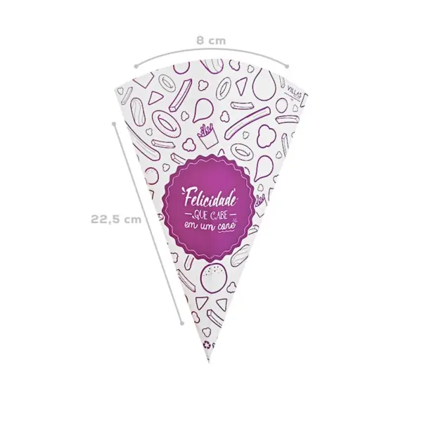 Embalagem Cone para Batata 02 - 7,5 x 8 x 22,5 cm - 100 Unidade