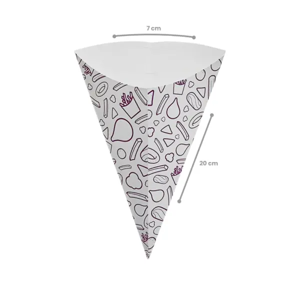 Embalagem Cone para Batata 01 - 7 x 5,5 x 20 cm - 100 Unidades