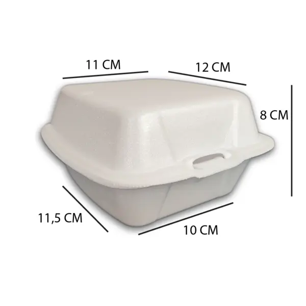Hamburgueira de Isopor G Branca - 12 x 12 x 8 cm - 100 Unidades