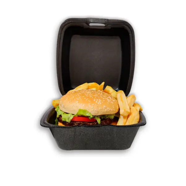 Hamburgueira-G-Preta-5.jpg Hamburgueira de Isopor G - 12 x 12 x 8 cm - 100 Unidades
