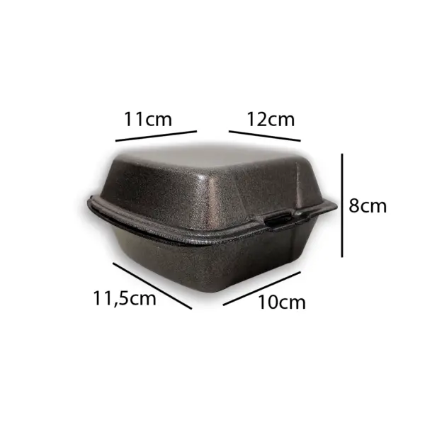 Hamburgueira-G-Preta.jpg Hamburgueira de Isopor G - 12 x 12 x 8 cm - 100 Unidades