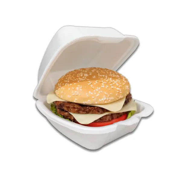 Hamburgueira de Isopor P Branca - 9 x 9 x 6,5 cm - 100 Unidades