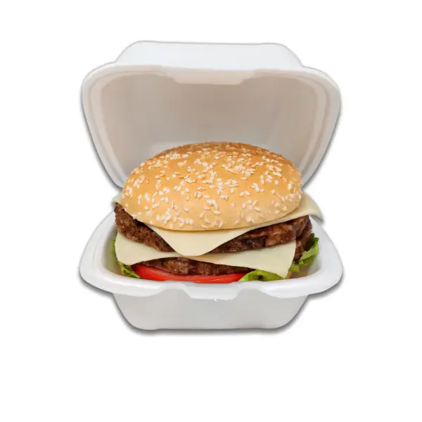 Hamburgueira de Isopor P Branca - 9 x 9 x 6,5 cm - 100 Unidades
