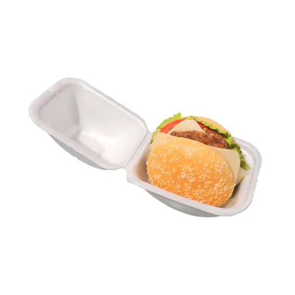 Hamburgueira Redonda de Isopor Branca- 13,5 x 9 x 13,5 cm - 100 Unidades