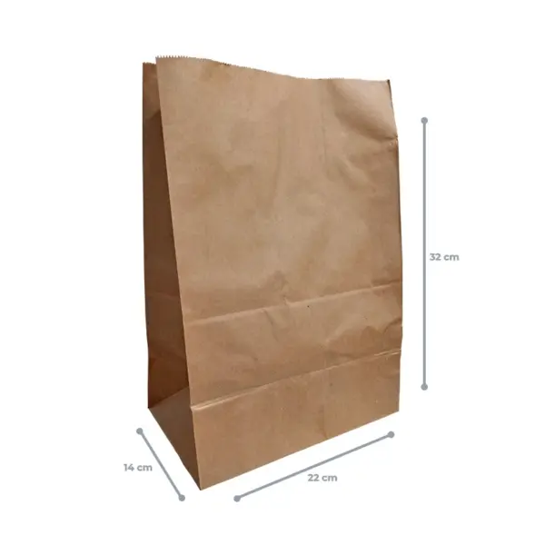 Saco Kraft M - 22 x 14 x 32 cm - 100 Unidades