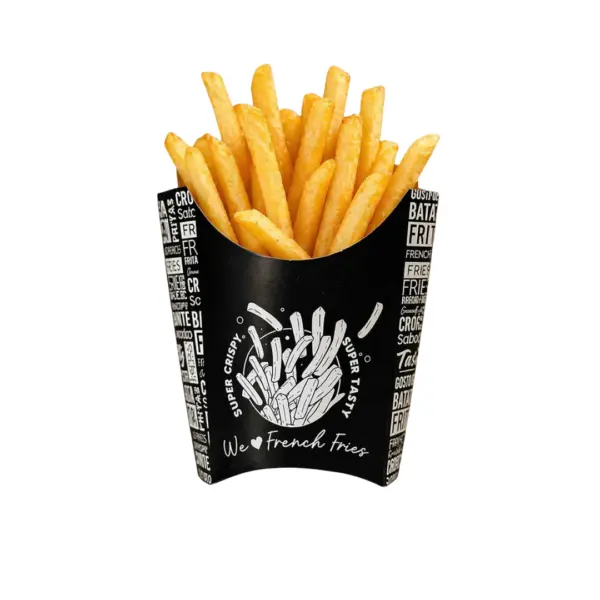 Embalagem para Mini Fritas Preta - 11 x 10 x 3,5 cm - 100 Unidades