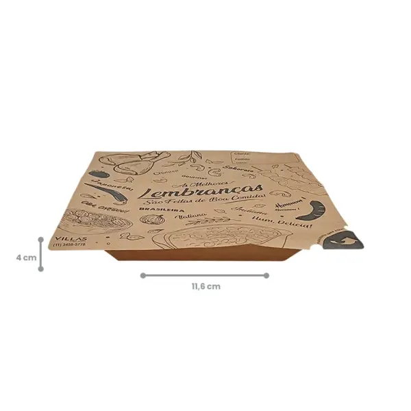 Marmita Quadrada P Kraft para selagem  500ml (acompanha tampa) - Pct./ 100 unid.