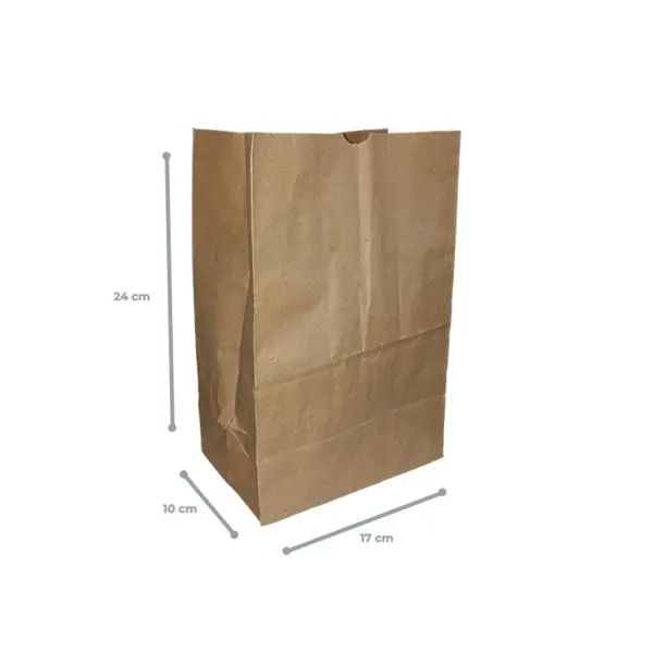 Saco Kraft P Liso- 17 x 10 x 24cm - 100 Unidades