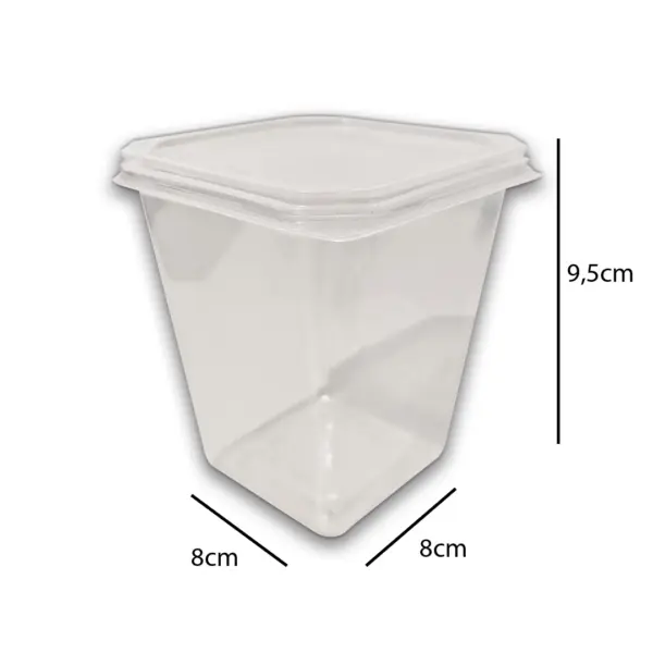 Embalagem Pote Quadrado (350 ml) - 8 x 8 x 9,5 cm - 20 Unidades