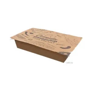 RETANGULAR-1100ML.jpg Marmita Retangular Kraft para selagem 1100ml (acompanha tampa) - Pct./ 100 unid.