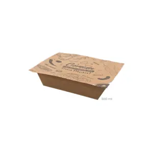 RETANGULAR-500ML.jpg Marmita Retangular Kraft para selagem 500ml (acompanha tampa) - Pct./ 100 unid.