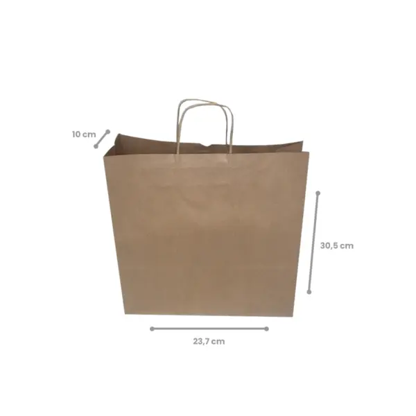 Sacola Kraft com Cordão M - 30,5 x 23,7 x 10 cm - 10 Unidades