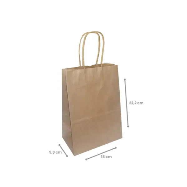 Sacola Kraft com Cordão P – 17 x 10 x 24cm – 10 Unidades