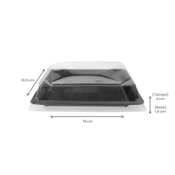 Embalagem Sushi I - 16 x 10,5 x 1,8 cm - 100 Unidades