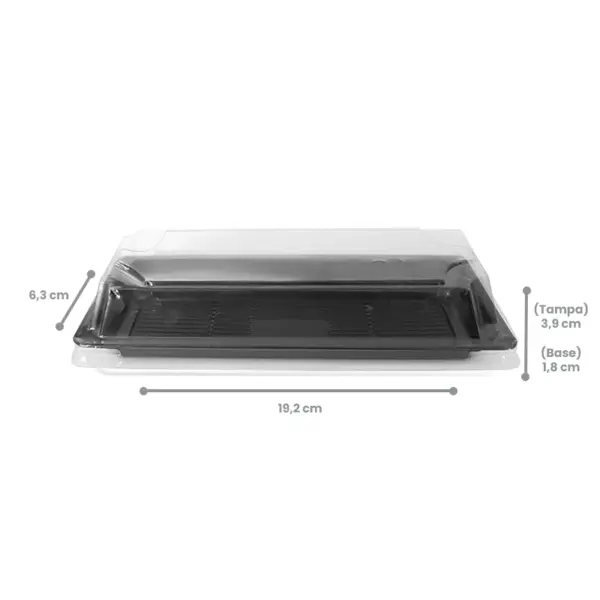 Embalagem Sushi VI - 6,3 x 19,2 x 1,8 cm - 100 Unidades
