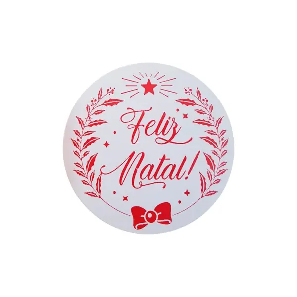 Lacre de Segurança Redondo "Feliz Natal!" - Ø 5,5 cm - 1.000 Unidades