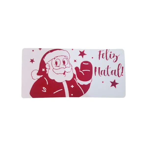 Lacre de Segurança Retangular "Papai Noel/Feliz Natal" - 6,5 x 3,1 cm - 1.000 Unid.