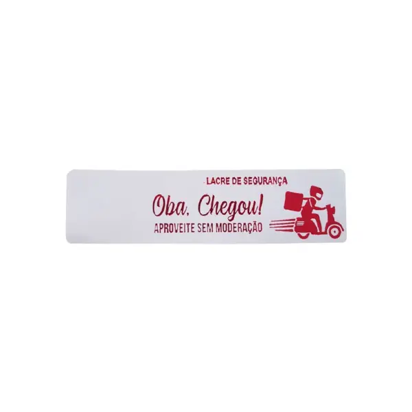 Lacre de Segurança Retangular "Oba, Chegou!" - 9,5 x 2,5 cm - 1.000 unidades