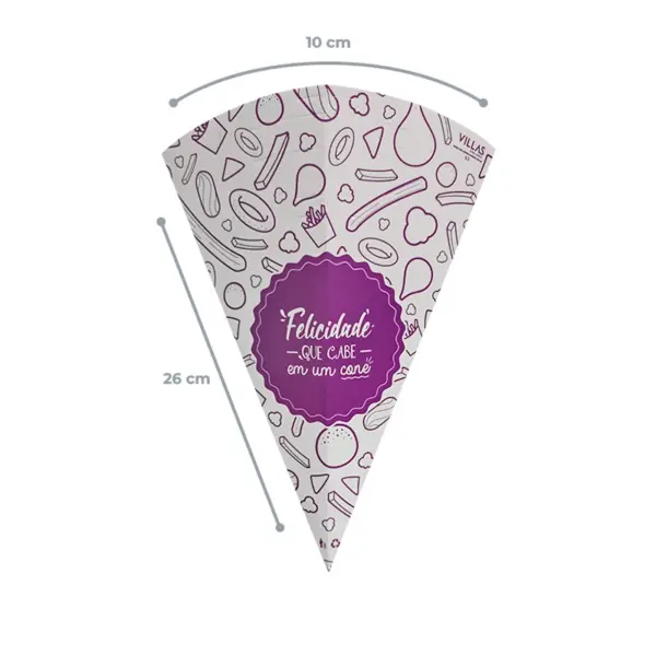 Embalagem Cone para Batata 03 - 10 x 8 x 26 cm - 100 Unidades