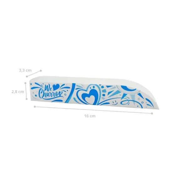 Churros Balcão Branco Coração Azul - 16 x 3 x 2,7 cm - 1.000 Unidades