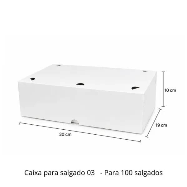 Caixa Para Salgado 03 Branca -  30×19×10 cm - 100 unidades -