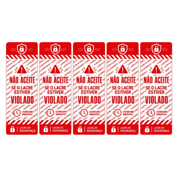 Lacre Retangular 9,5 x 3,5 cm com Picote - 1.000 unidades -