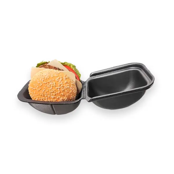 Hamburgueira Redonda de Isopor Preta - 13,5 x 9 x 13,5 cm - 50 Unidades
