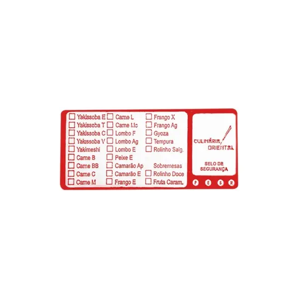 Lacre Retangular "Pratos" - 8 x 3,6 cm - 1.000 Unidades