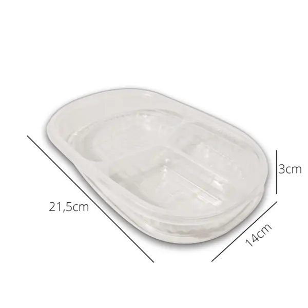 Marmita com Três Divisórias PL - 21,5 x 14 x 3 cm - 25 Unidades