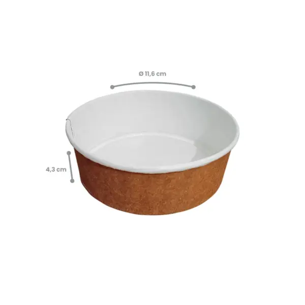Pote Redondo P Kraft para selagem 350ml (acompanha tampa) - Pct./ 100 unid.