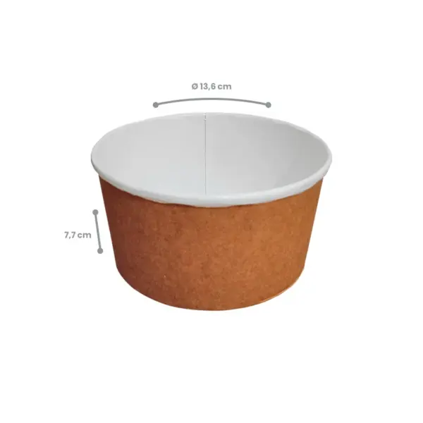 Pote Redondo G Kraft para selagem 800ml (acompanha tampa) - Pct./ 100 unid.