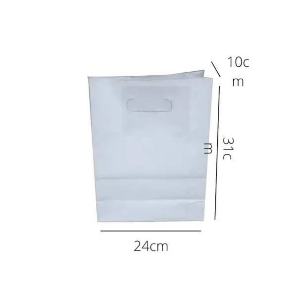 Sacola Branca com Alça Vazada M - 24 x 10 x 31 cm - 10 Unidades